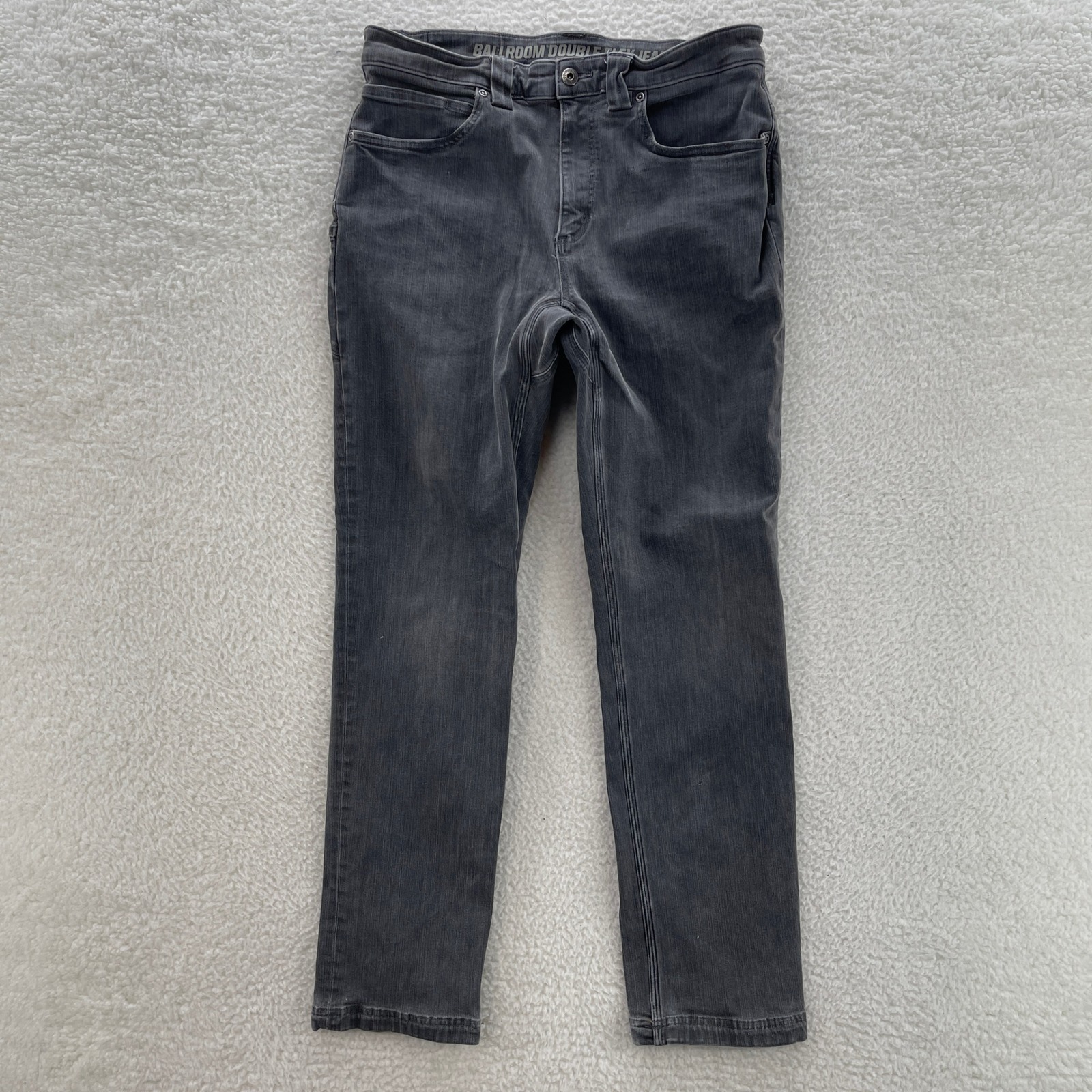 Duluth Trading Co Jeans Mens 34x32 Gray Ballroom Double Flex Standard Fit Work